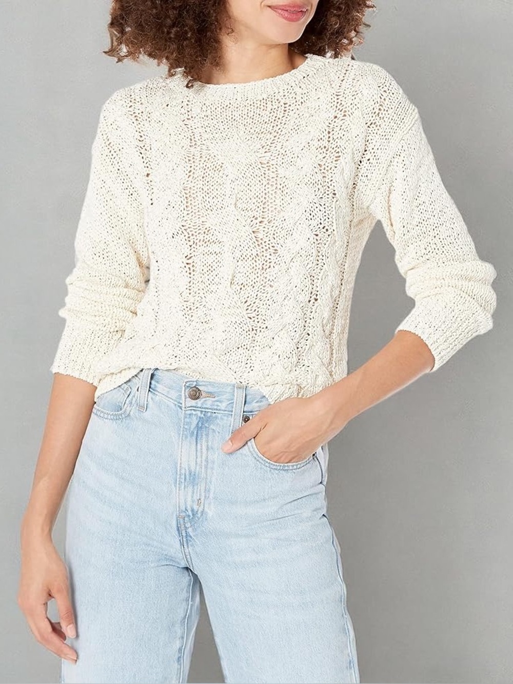 Vince Cream Cable Knit Sweater Small  Open Knit Pullover